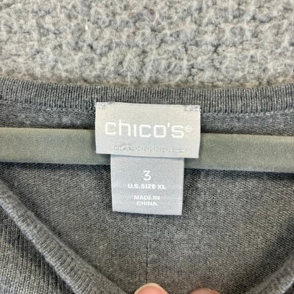 Chicos Sweater XL Gray Cashmere Blend Front Seam Roomy Boxy Casual Comfort LS - Picture 5 of 10